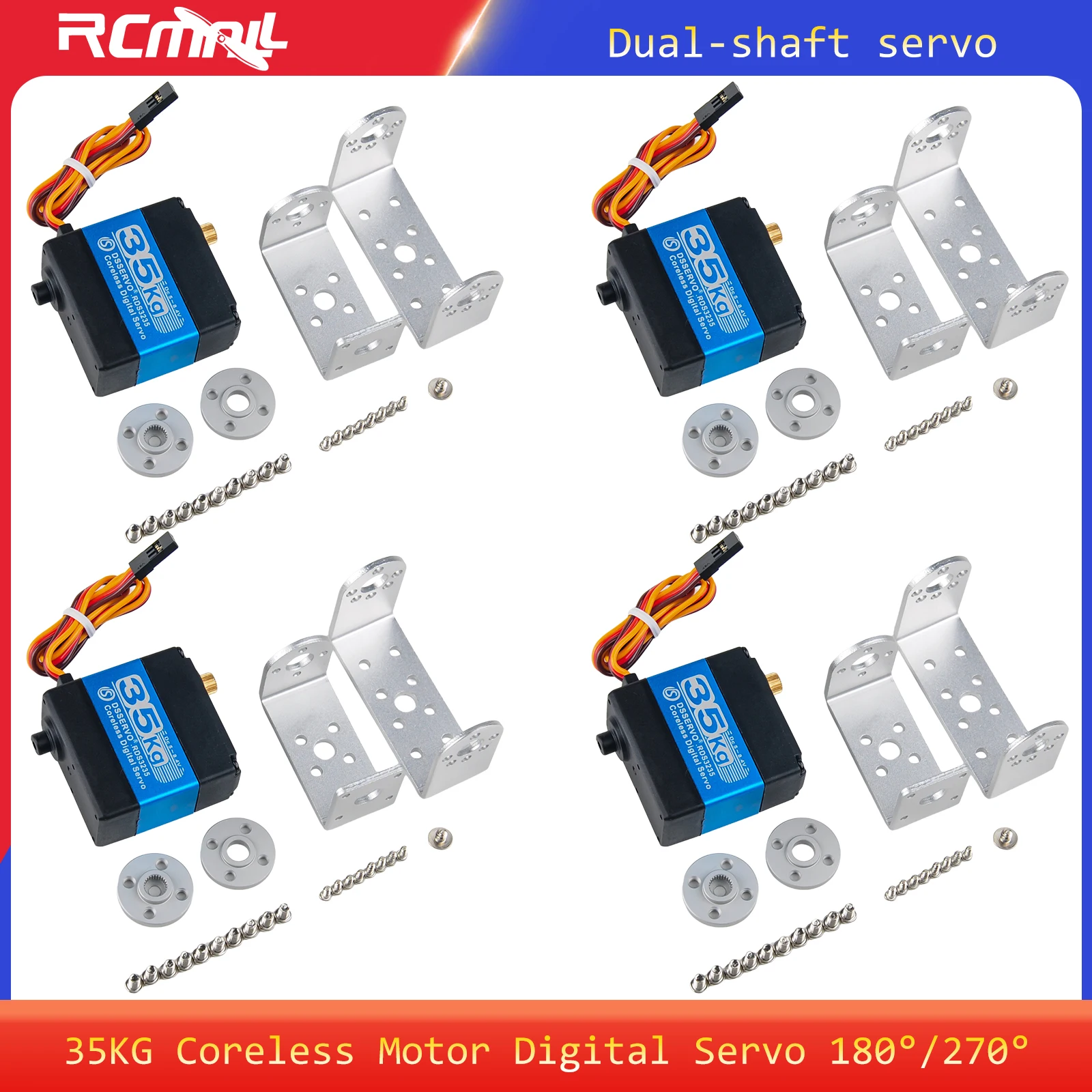 4PCS RDS3235 35KG Coreless Digital Servo Hight Torque Metal Gear 180/ 270 Degree Robotic RC Servo Motor for RC Car Robot