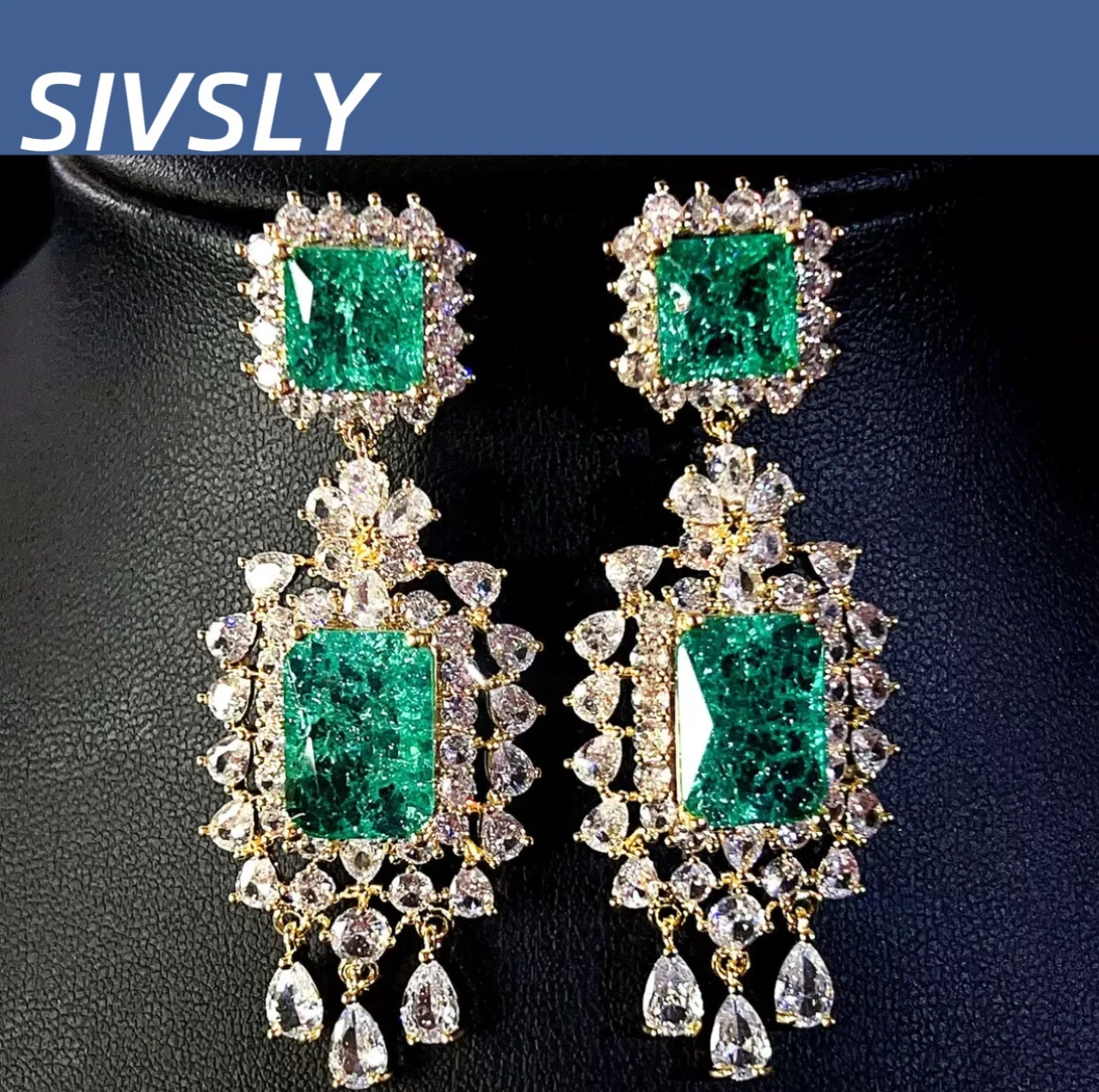 

European and American popular luxurious design color zircon fringe earrings Korean style high-end feeling trendy ear accessories