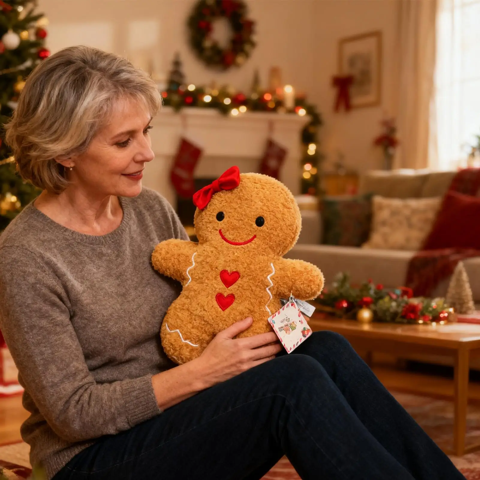 

Christmas Stuffed Animal Soft Decorative Throw Pillows Christmas Gingerbread Man Plush Toys For Adult Boys Girls Bedroom Living