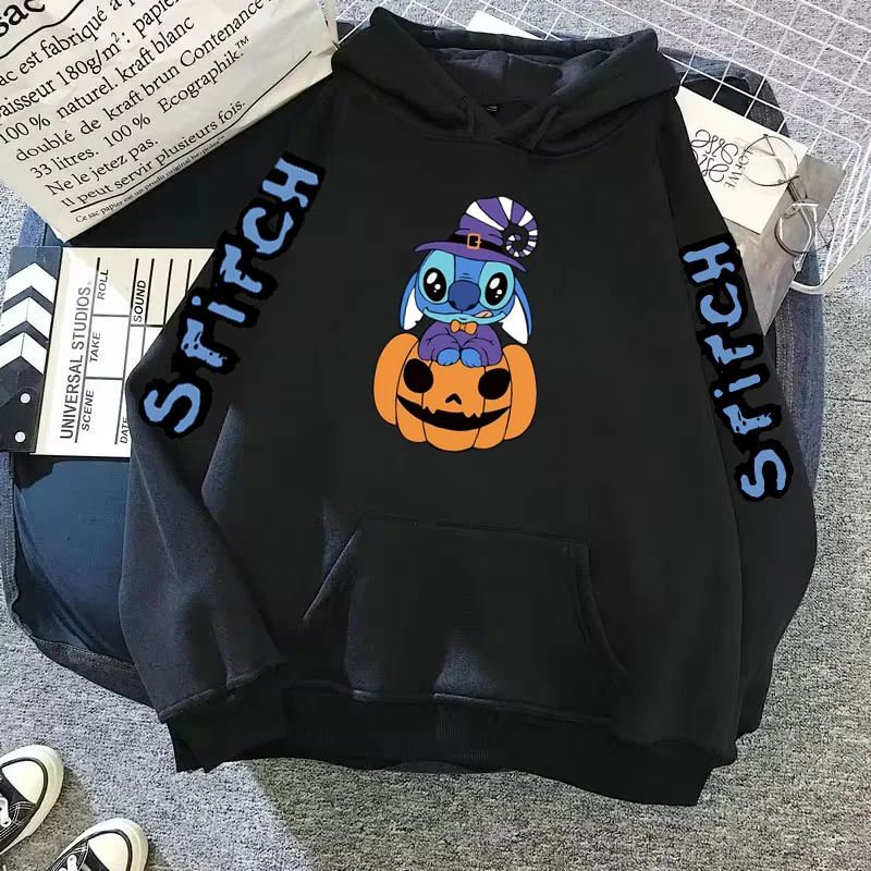 Disney Stitch Hoodie para mulheres, moletons kawaii, manga comprida, roupa Y2K, camisa com capuz, Halloween