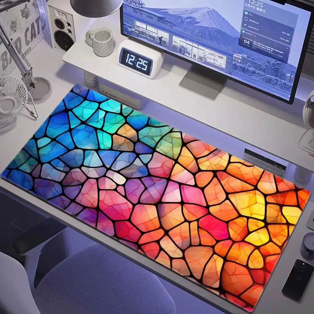 Artistic Stained Glass Mouse Pad 600x300mm Mouse 80x40cm Mat Office Natural Rubber Carpet Desktop Mouse Pad Mousepad Gamer Home