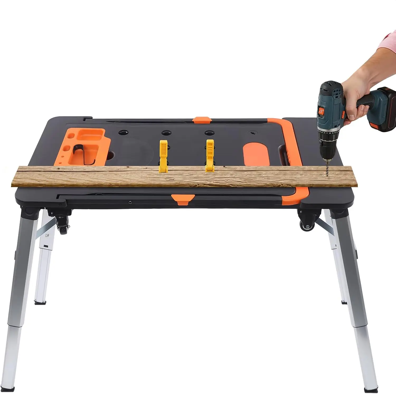 7 In 1 Multifunctional Work Platform Wheels Adjustable Height Workbench Handcart 33069 LbS Carrying Capacity Automotive Repair D