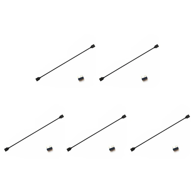 

2025 New-5X 5V 3-контактный удлинительный кабель для материнской платы компьютера, удлинитель кабеля-концентратора, разветвитель ARGB, черный