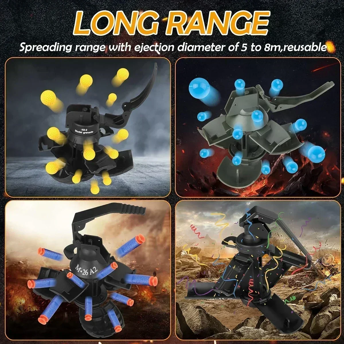 WM67 قنبلة يدوية انفجار قنبلة يدوية لعبة سمو 1/3 قطعة، نموذج قنبلة يدوية من النايلون، لإطلاق كرات الطلاء Airsoft. #4
