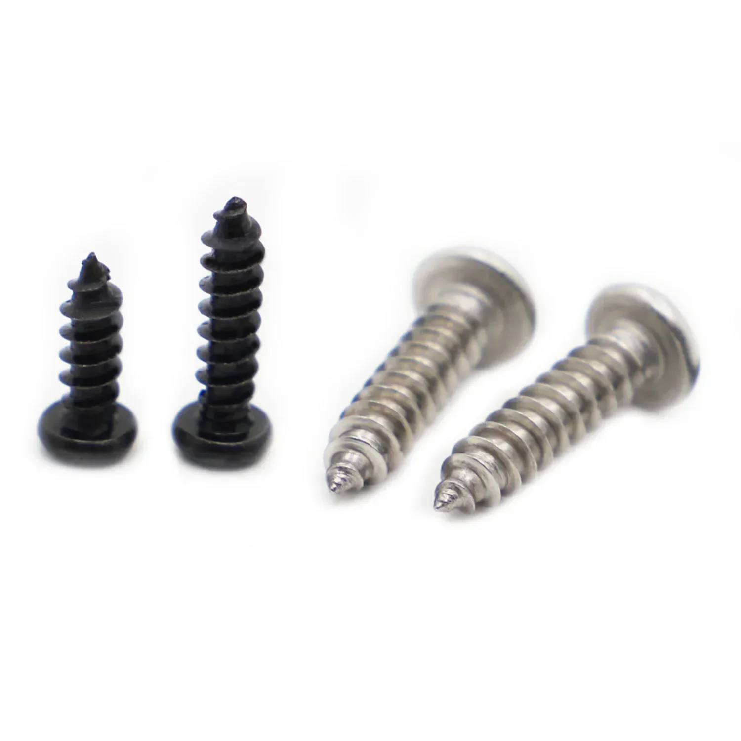 M1 M1.2 M1.4 M1.7 M2 M2.3 M2.6 M3 M4 304 Stainless Steel / Black Steel Phillips Cross Pan Head Self Tapping Wood Screw