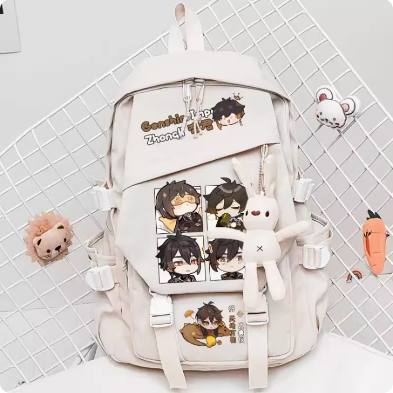 Anime Genshin Impact Zhongli Schult asche Rucksack Hochleistungs-Umhängetasche Cosplay Reise Student Teenager Geschenk B571