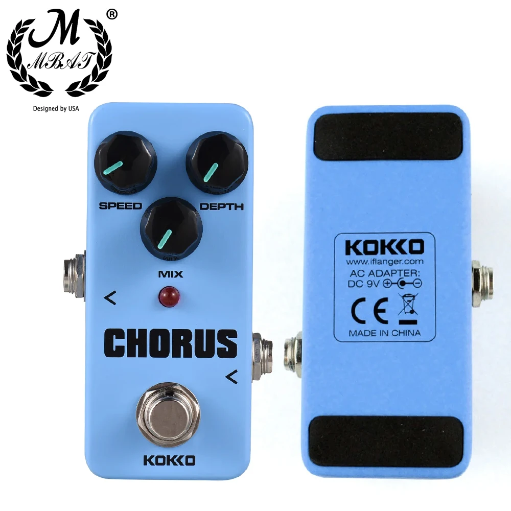 KOKKO CHORUS Pedal de efecto de Guitarra eléctrica FCH-2 efector de Guitarra True Bypass portátil 3 perillas de Control Mini efector de Guitarra