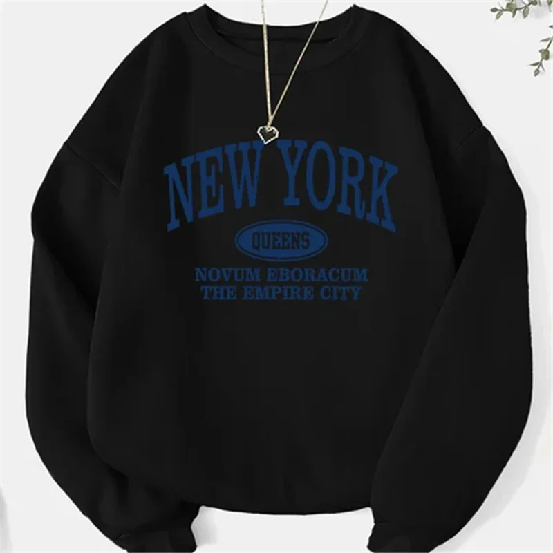 New In Hoodies NEW YORK Print Sweatshirts Women Letter Printed Round Neck Hoodie Casual and Fashionable Winter Women\'s Pullover