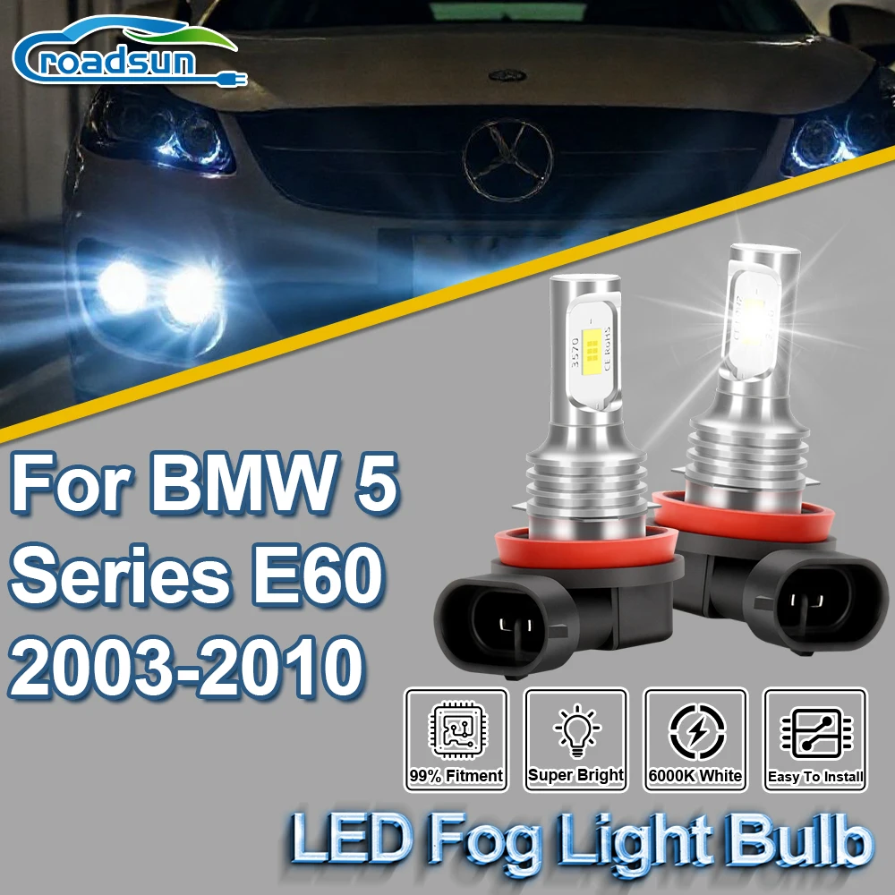 ROADSUN para BMW serie 5 E60 2003 2004 2005 2006 2007 2008 2009 2010 2 uds bombillas LED de luz antiniebla Canbus para coche ampollas de lámpara antiniebla Ultra