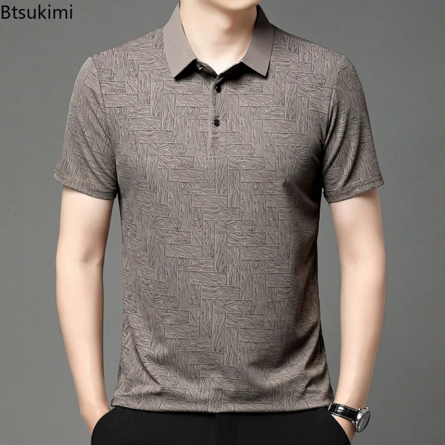 جديد 2025 الرجال الصيف رقيقة قميص بولو بكم قصير قميص موضة بلون تي شيرت غير رسمي للرجال بسيط خفيف الوزن الشارع الشهير الذكور #4