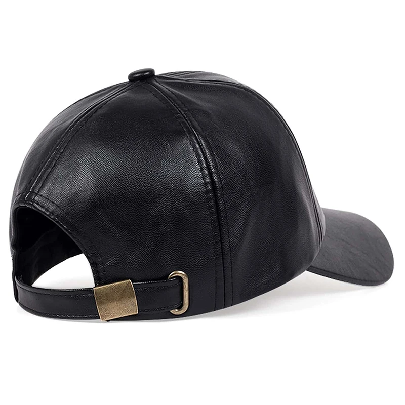 Men Vintage Adjustable Baseball Cap PU Leather snapback Hat Para Hombre Mens Trucker Caps Dad Hat winter warm hats Casquette