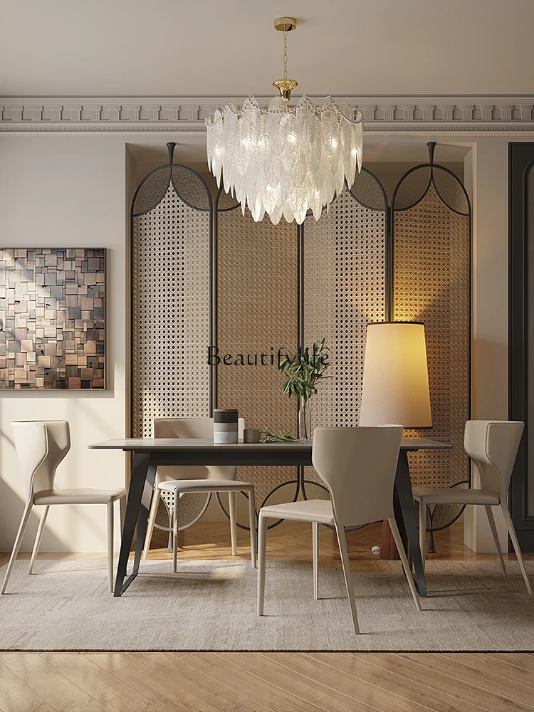 Slate dining table rectangular small apartment modern simple dining table minimalist