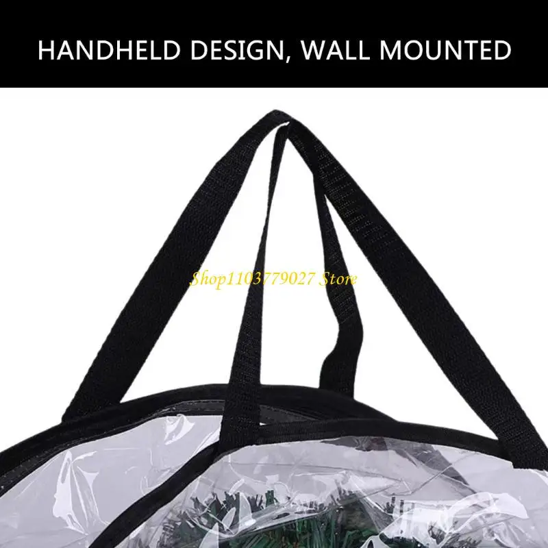 C4DF Christmas Wreath Storage Bag Clear PVC Garlands Container with Sturdy Handles view 3