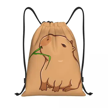 Niestandardowa śliczna kapibara torba ze sznurkiem mężczyźni kobiety składany plecak sportowy na siłownię plecaki treningowe dla miłośników zwierząt