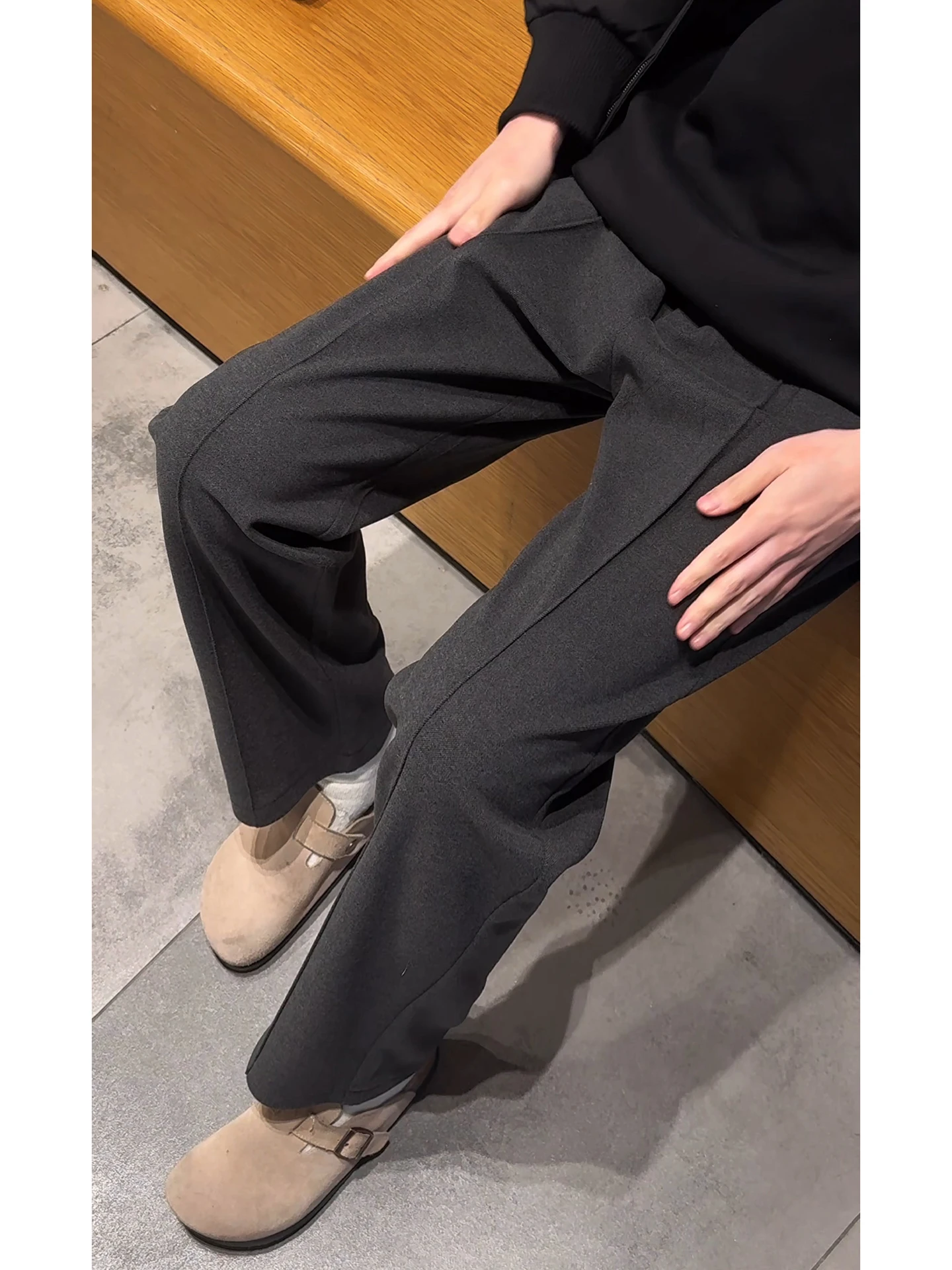 

Bla Mixed Thiened Casual Pants Men's Autumn Winter Straight Leg Long Trousers Cleanfit American Wide Leg Straight Casual ...