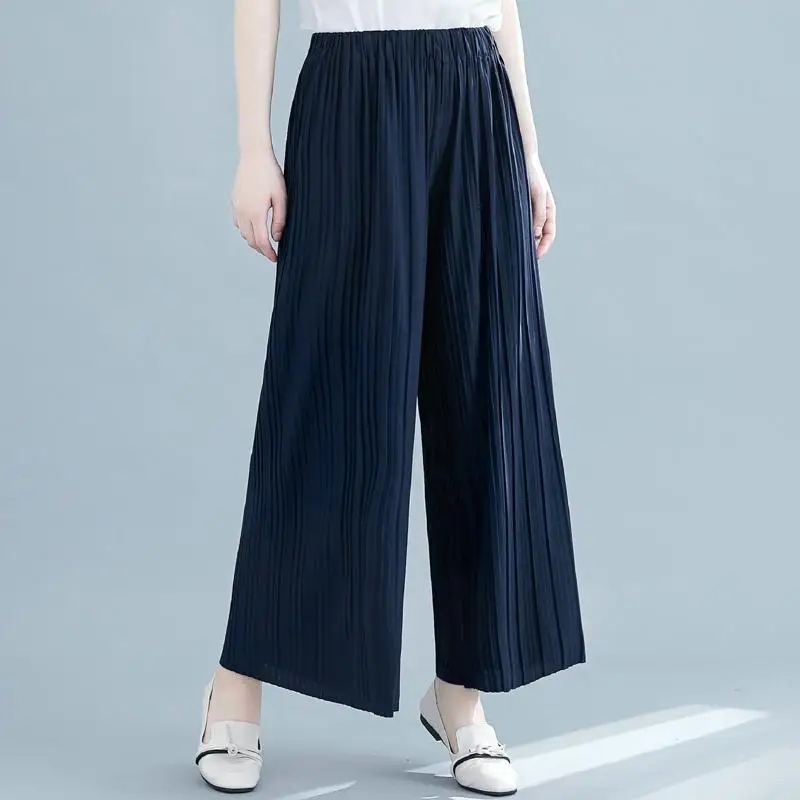 2027 wide leg Pants oversized Cotton Vintage pleated high Waist Casual loose Summer wide leg Pants Women Trousers