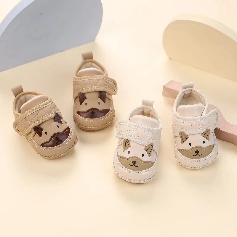 

Baby Leather Shoes Suede Warm Round Toes Toddler Kids Flat Shoes Hook&loop 2025 Winter New Children Casual Shoes Soft Bottom