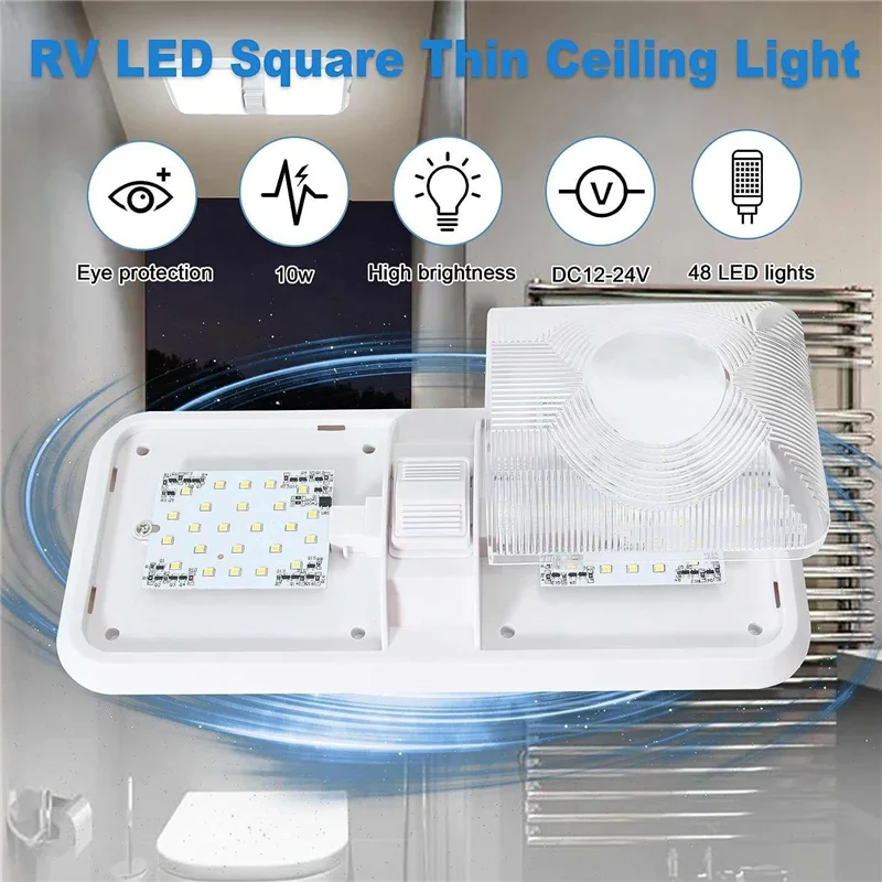 RV Light Ceiling Double Dome Light Fixture Interior Lighting For Car/RV/Trailer/Boat