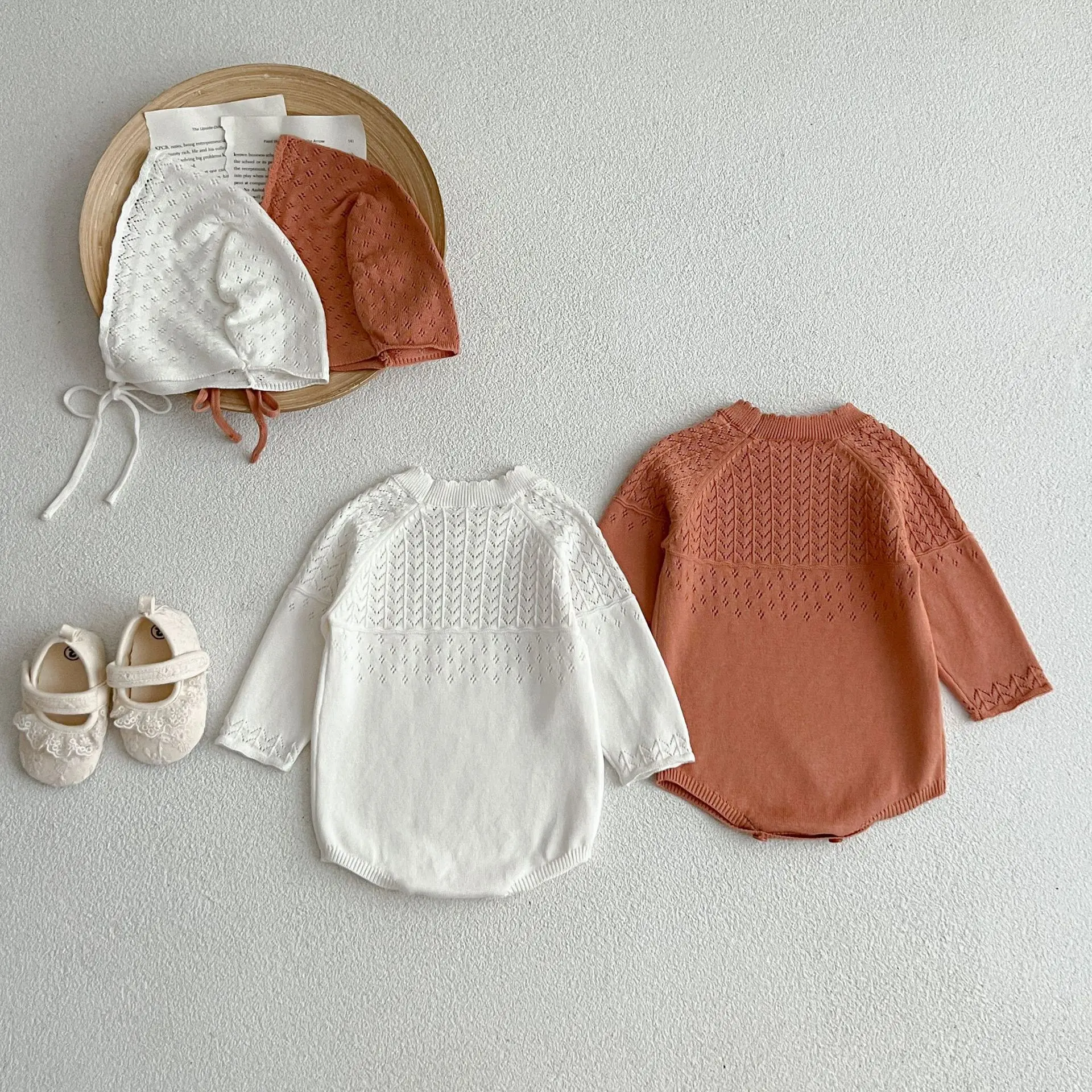 0-2Y Stricken Neugeborenen Overall Baby Mädchen Junge Frühling Herbst Kleidung Nette Langarm Pullover Romper + Hut Casual Neue geboren Outfits – Detail 13