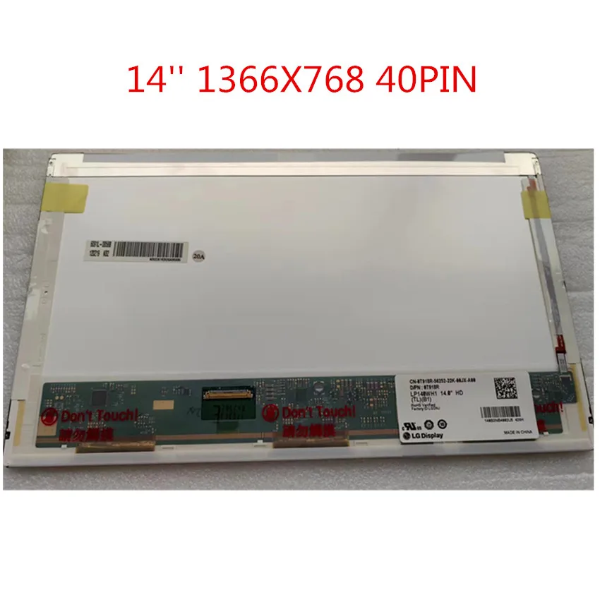 LP140WH4 LTN140AT02 B140XW01 V.0 V.6 V.8 LP140WH1 (TL) (A1) HT140WXB-100 LTN140AT26 N140BGE-L23 Laptop LCD Screen 14 Inch 40 Pin