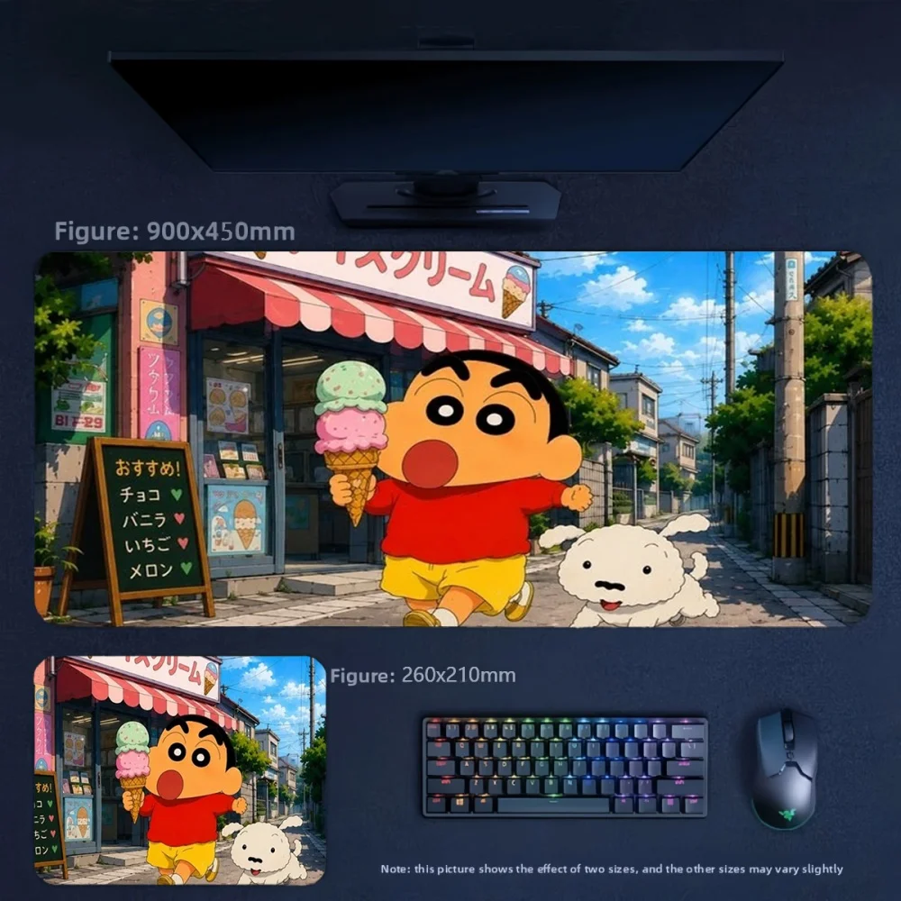 New Animation Crayon Shin-chan Leather Non-slip Mouse Pad High Quality Leather Crayon Shin Chan Family Anime Oversized Table Mat