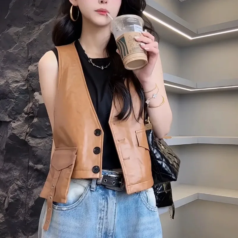 

Европейский жилет, женский модный стильный жилет без рукавов, короткий топ