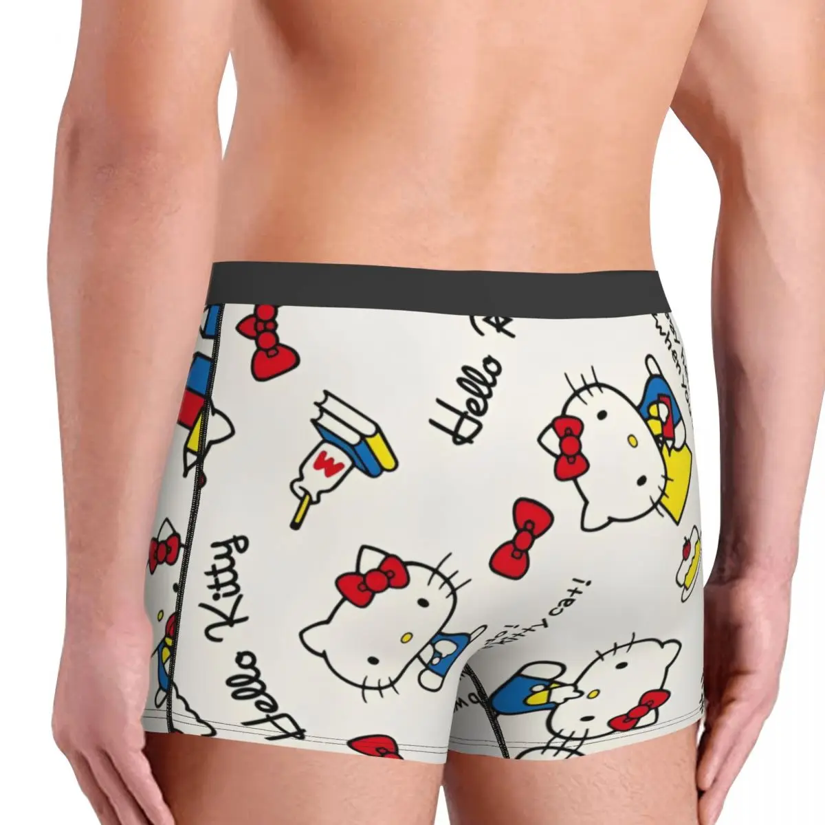 Man Hello Kitty Cartoon Milk Boxers Gag Gifts Underwear Shorts Men's Boxer Quilt Underpants Cozy