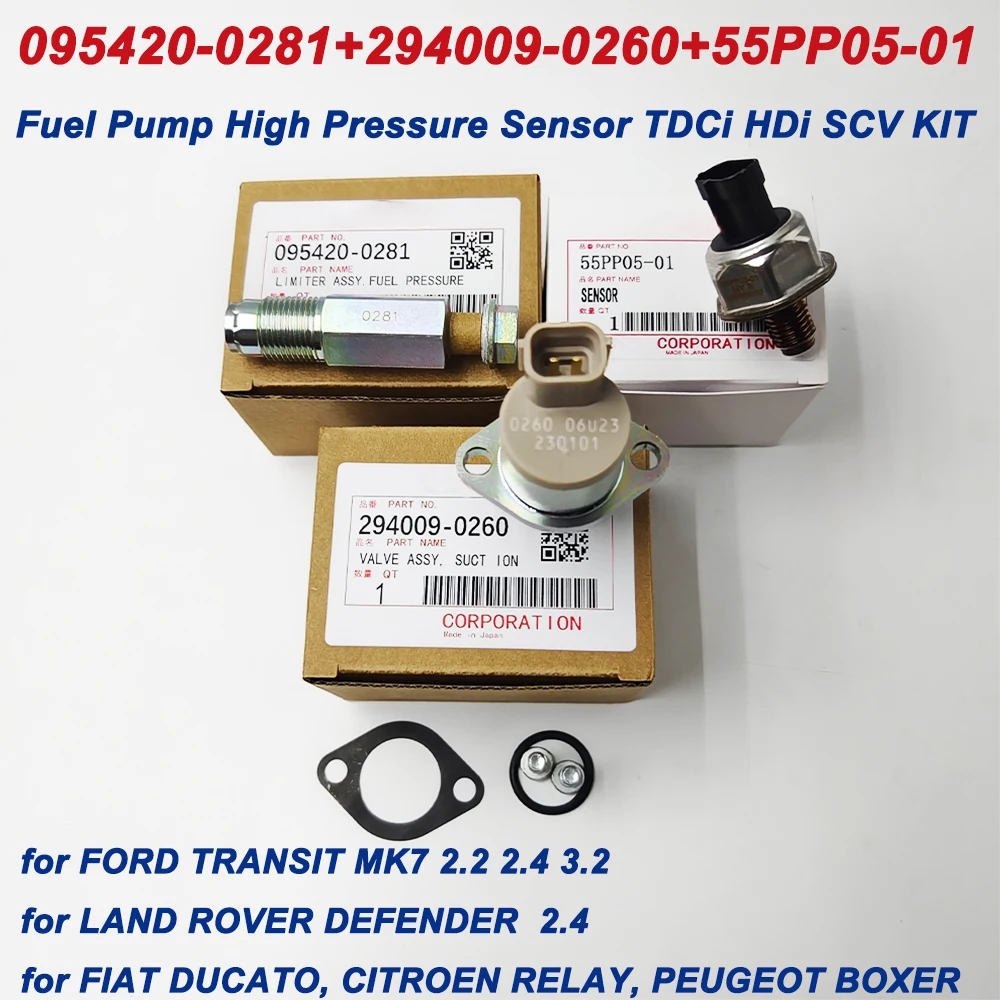 

Set of 3 Fuel Pump High Pressure Sensor TDCi HDi SCV KIT for Transit Fiat Ducato 095420-0281 6C1Q-9H321-AB+294009-0260+55PP05-01