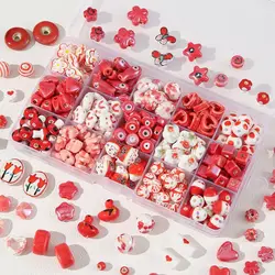 5-10pcs Red Ceramic Love Beaded Bracelet and Necklace DIY Handmade Beaded Loose Beads Love Accessories