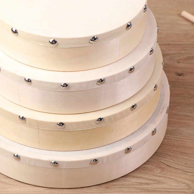 Children 4/6/7/8/9/10 Inch Hand Drum Wood Drum With Drum Stick Set Musical Game Kids Educational Toy Percussion Instrument