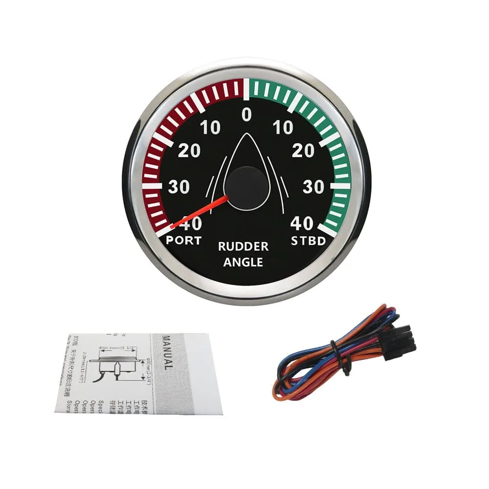 

2026 New Winibo 3-3/8" (85mm) Waterproof Rudder Angle Indicator Gauge Backlit for 12V 24v Boats with Durable Pistons