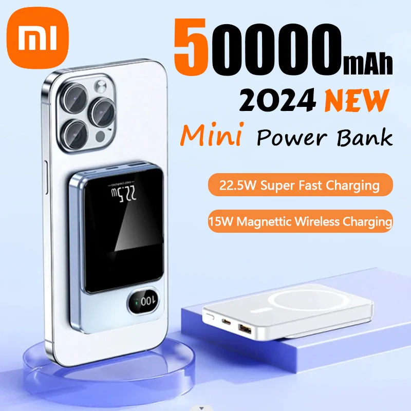 

Xiaomi New 50000mAh Magnetic Qi Wireless Charger Power Bank 22.5W Super Fast Charging Mini Powerbank For iPhone Samsung Huawei