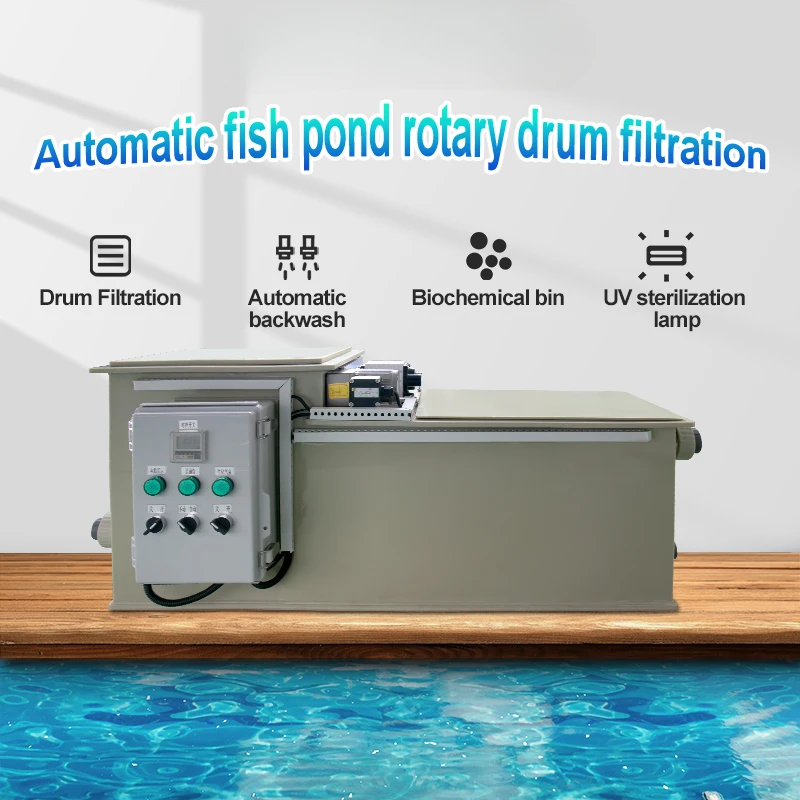 Garden villa fish pond automatic rotary drum filter uv bio filler koi pond filtration system