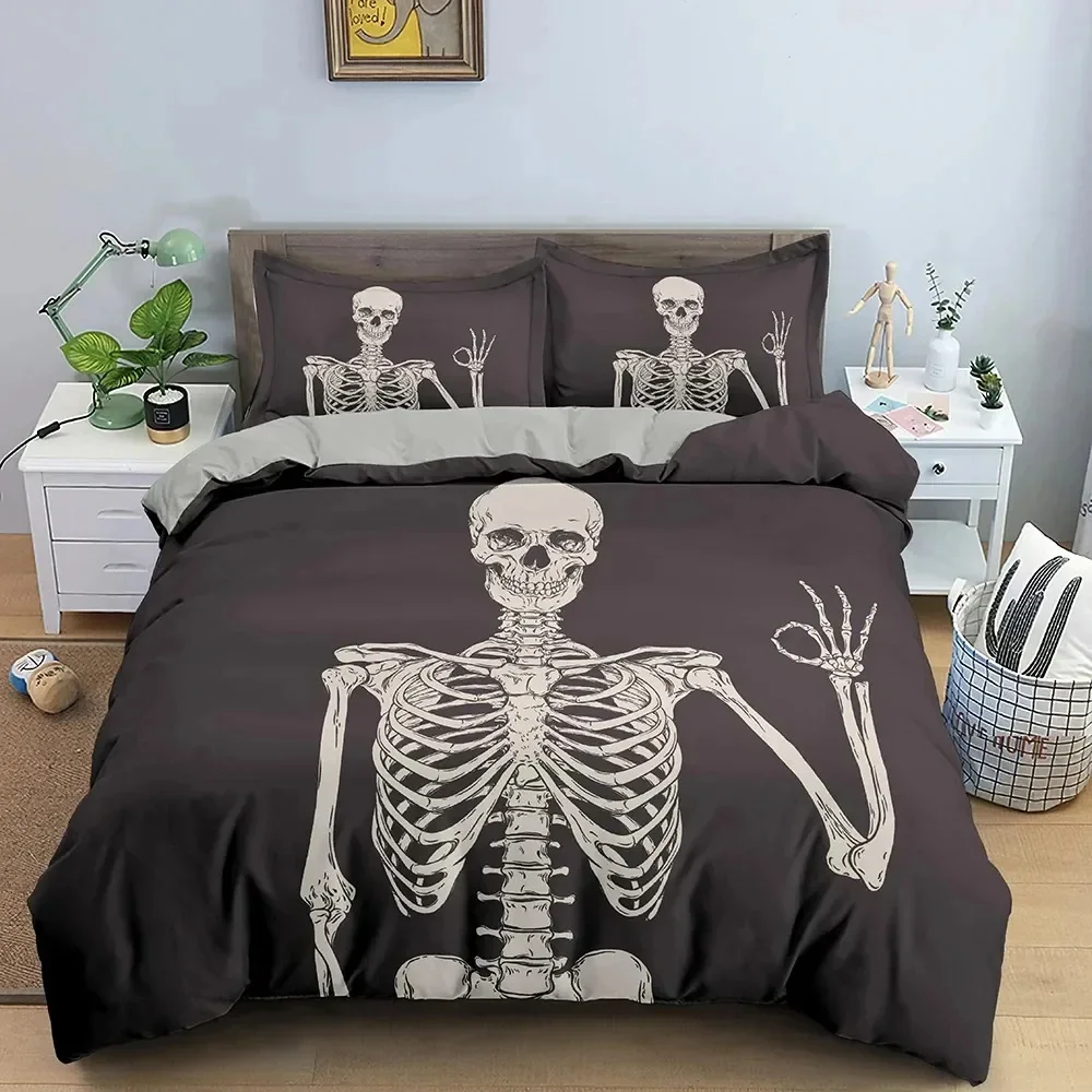 3D Print Skull Rose Skeleton Comfortable Duvet Quilt Cover Pillowcase Bedding Set Children Bedroom Decoration Home Textile