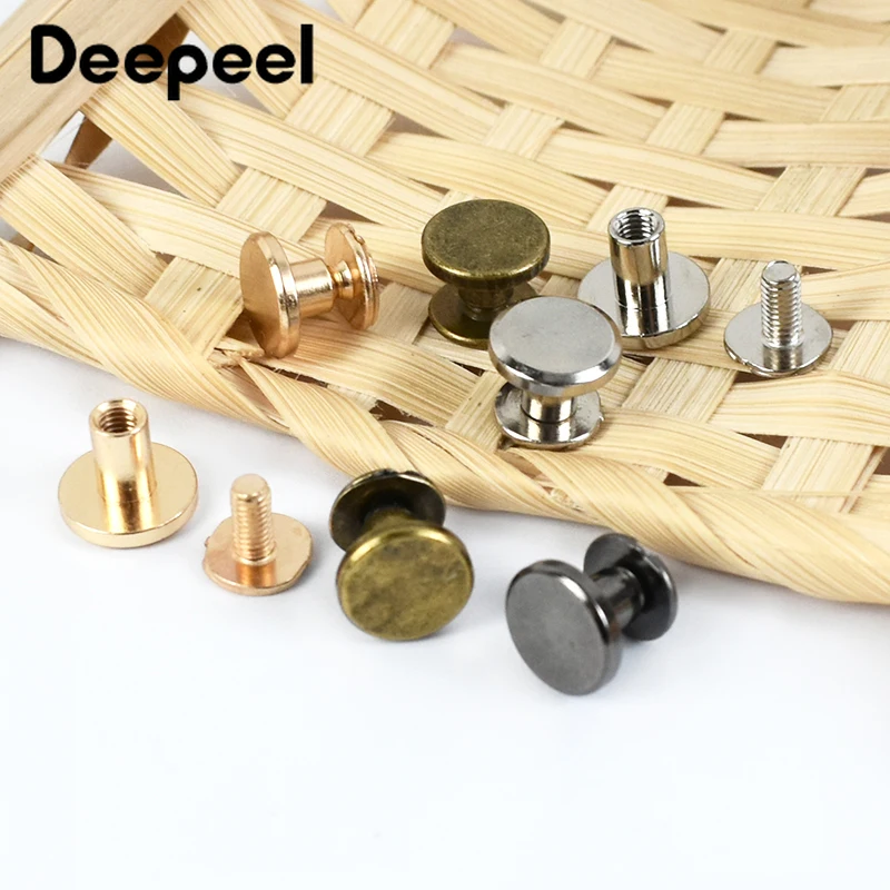 20Pcs Deepeel 5-8mm Flat Head Screws Nail Rivet DIY Bag Book Notebook Metal Binding Belt Hardware Accessories Buckle