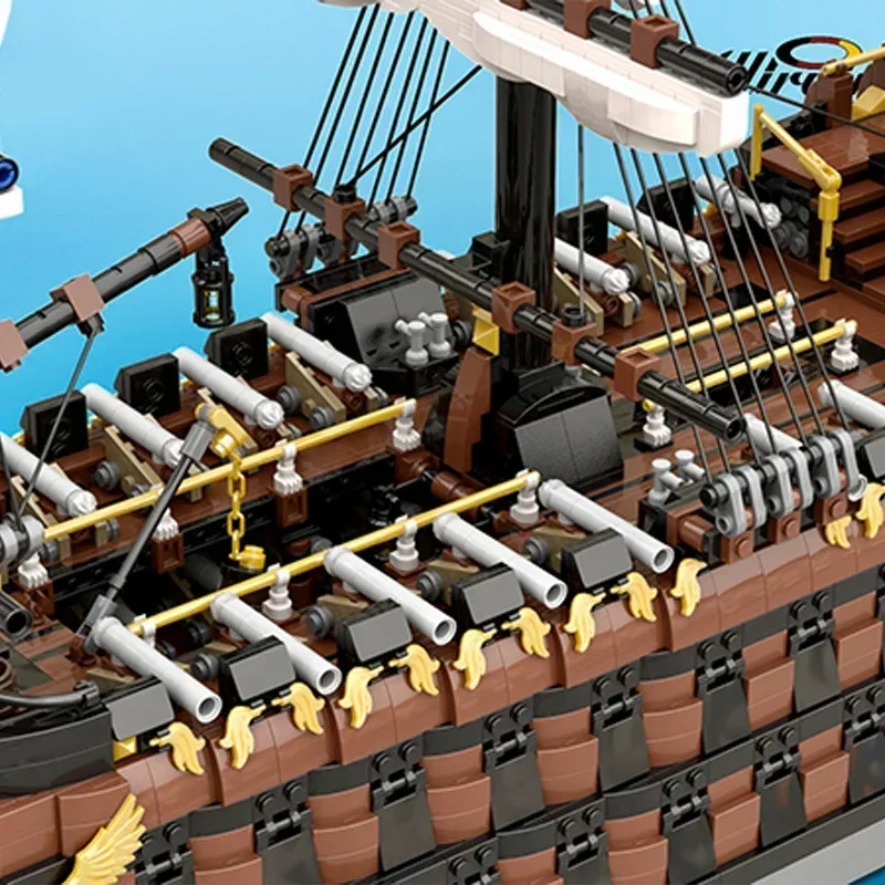 Moc ビルディングレンガ海賊軍艦モデル 48 大砲海賊船技術モジュラーブロックギフトクリスマスおもちゃ DIY セットアセンブリ
