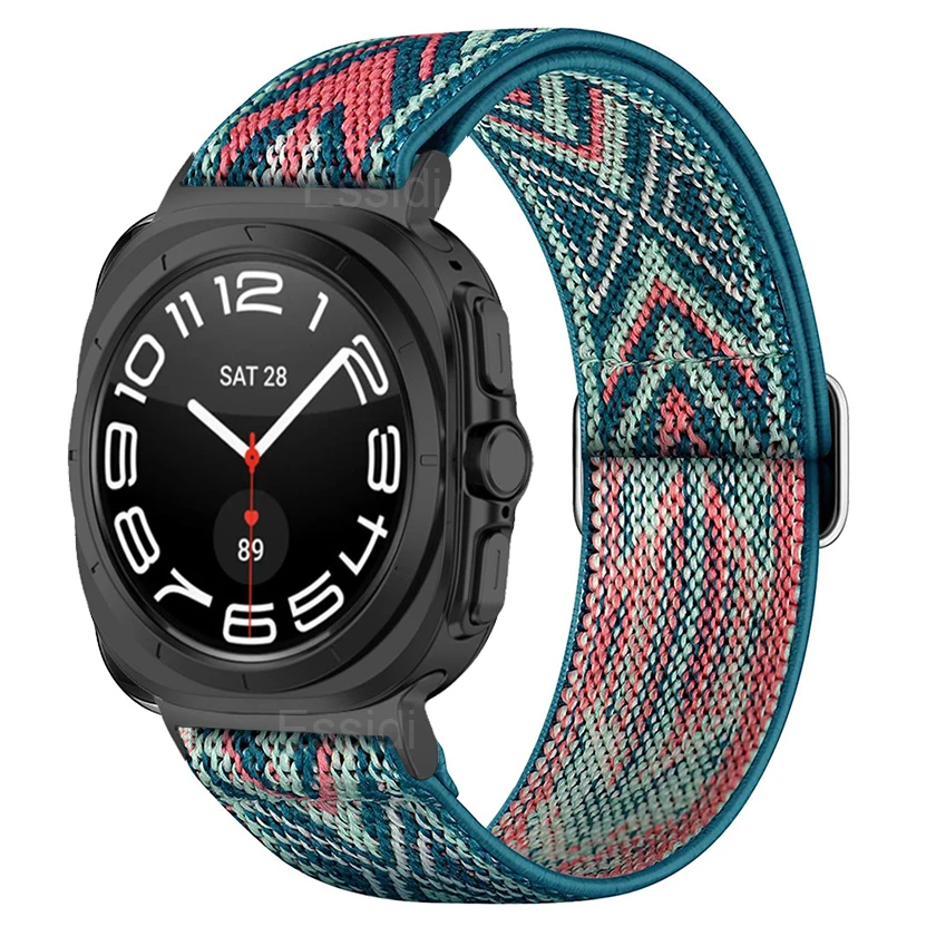 สายไนลอนนิ่มสำหรับ Samsung Galaxy Watch 7 ultra 47mm ยืดหยุ่นนาฬิกากีฬาสายรัดข้อมือสำหรับ Galaxy Watch 7ตะขอ47mm