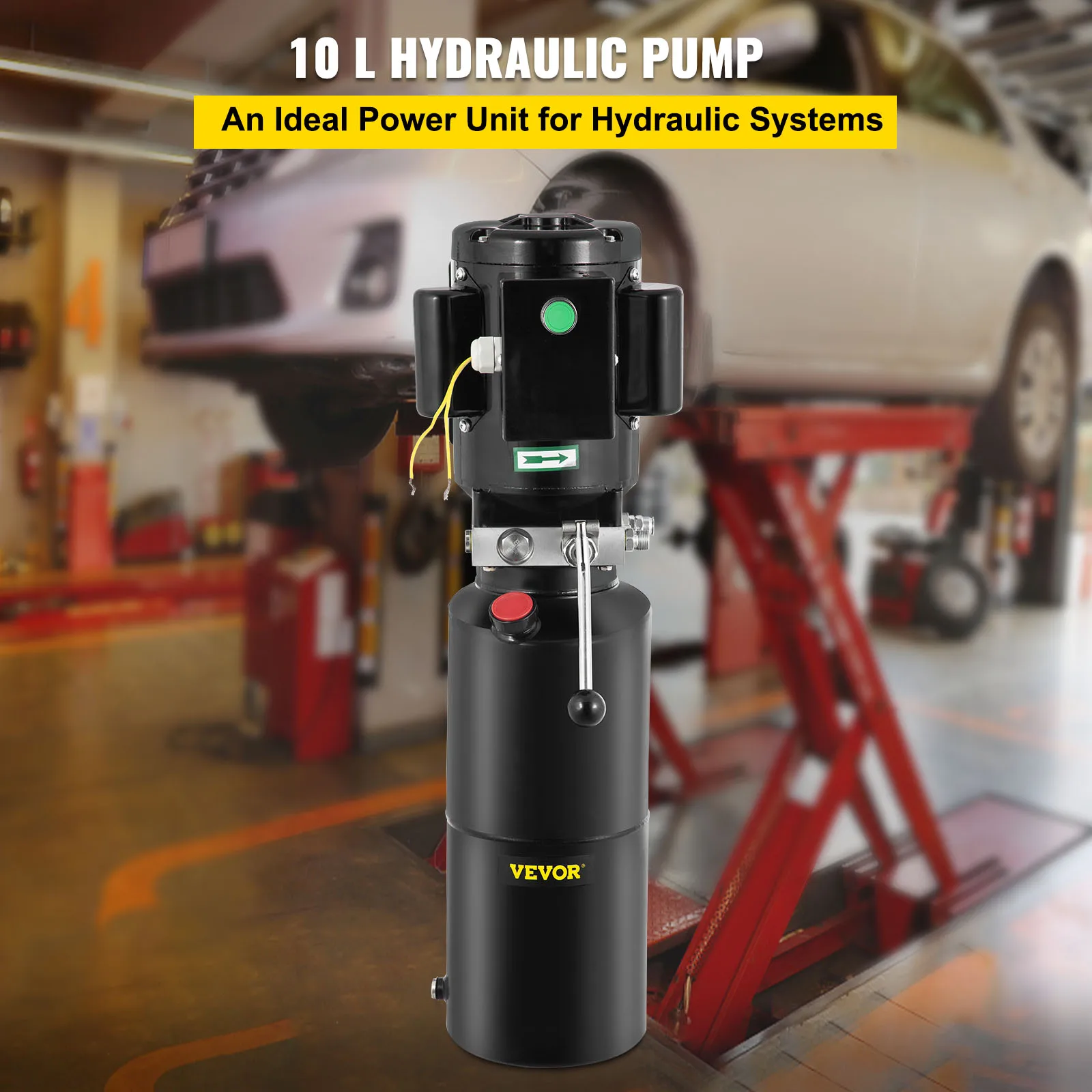 VEVOR Car Lift Hydraulic Pump with 10L Tank Single Phase 220V 110V Power Unit Vehicle Hoist for Auto Repair and Aerial Platform