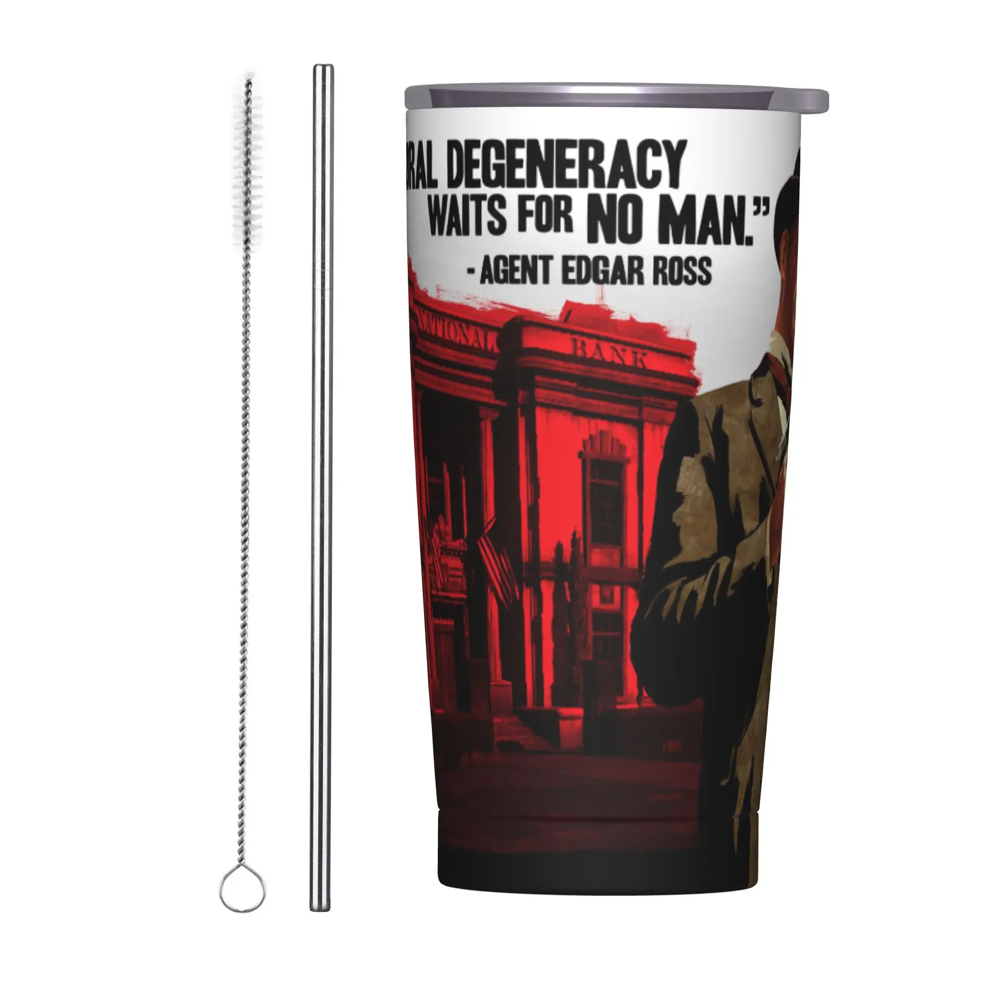 وكيل إدغار روس RDR لعبة بهلوان زجاجة ماء بارد وساخن معزولة من الفولاذ المقاوم للصدأ كوب قهوة جرافيك للسفر كوب أكواب