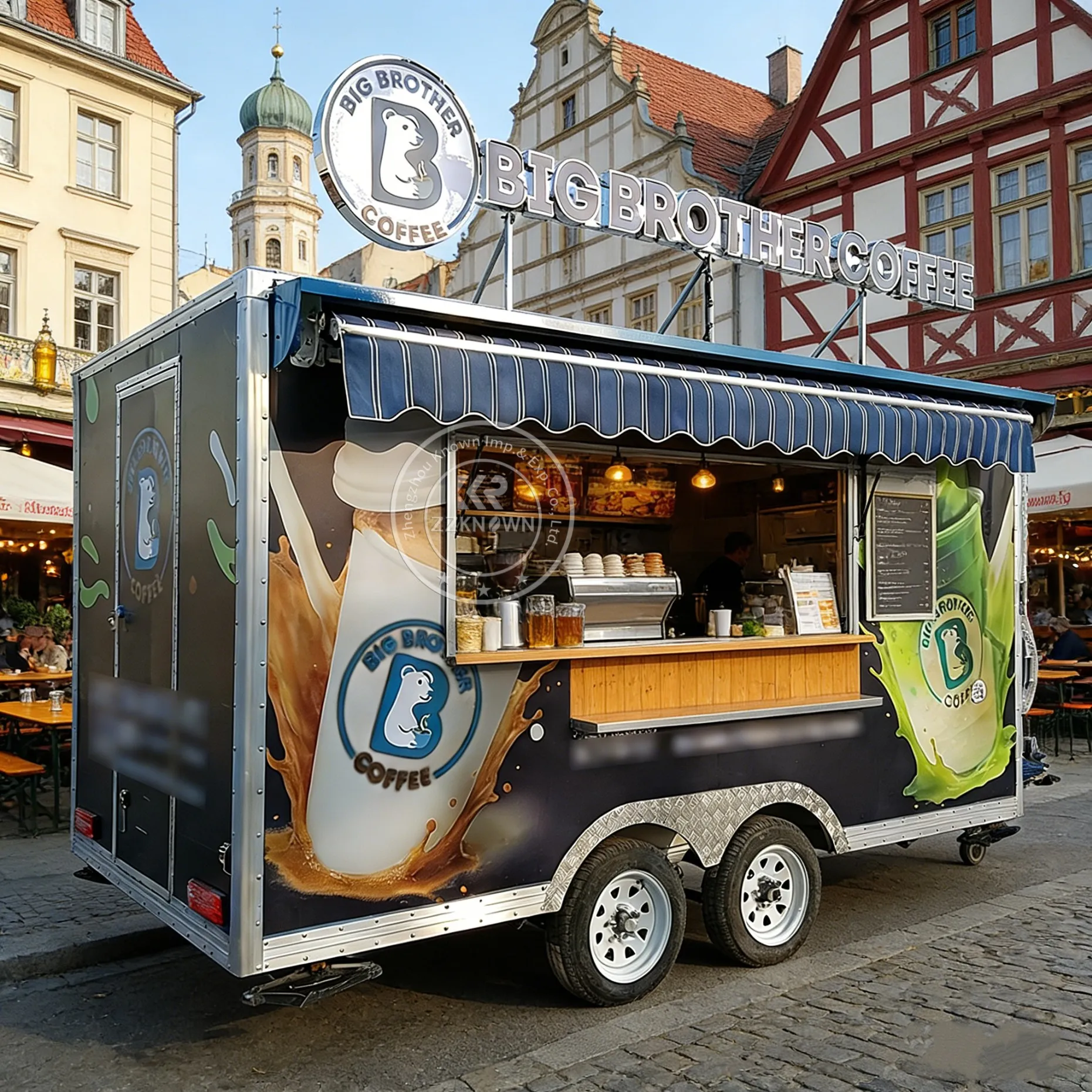 

Алюминиевый фургон для фастфуда, передвижная кухня для пиццы, хот-догов, кофе, кейтеринга, прицеп для торговли