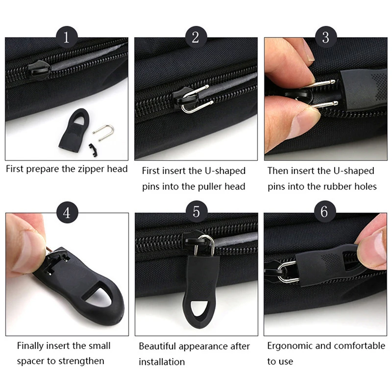 Universal Zipper Puller Replacement Zipper Slider Tag Fixer Repair Zipper for Sewing Clothes Travel Bag Clothes Tent Backpack