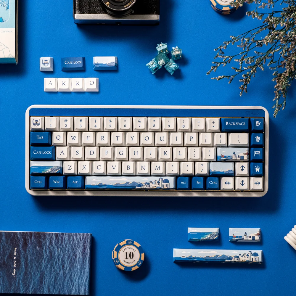 Akko JIN01 65 % benutzerdefinierte mechanische Tastatur 68 Tasten RGB Hot-Swap-fähige BT 5.0/2.4G Wireless & Typ-C kabelgebundene Aluminium-Gaming-Tastatur