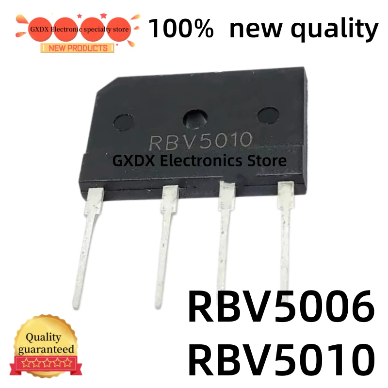 10-20Pcs new RBV5006 high-voltage rectifier bridge RBV5010 1000V power amplifier high-current flat bridge
