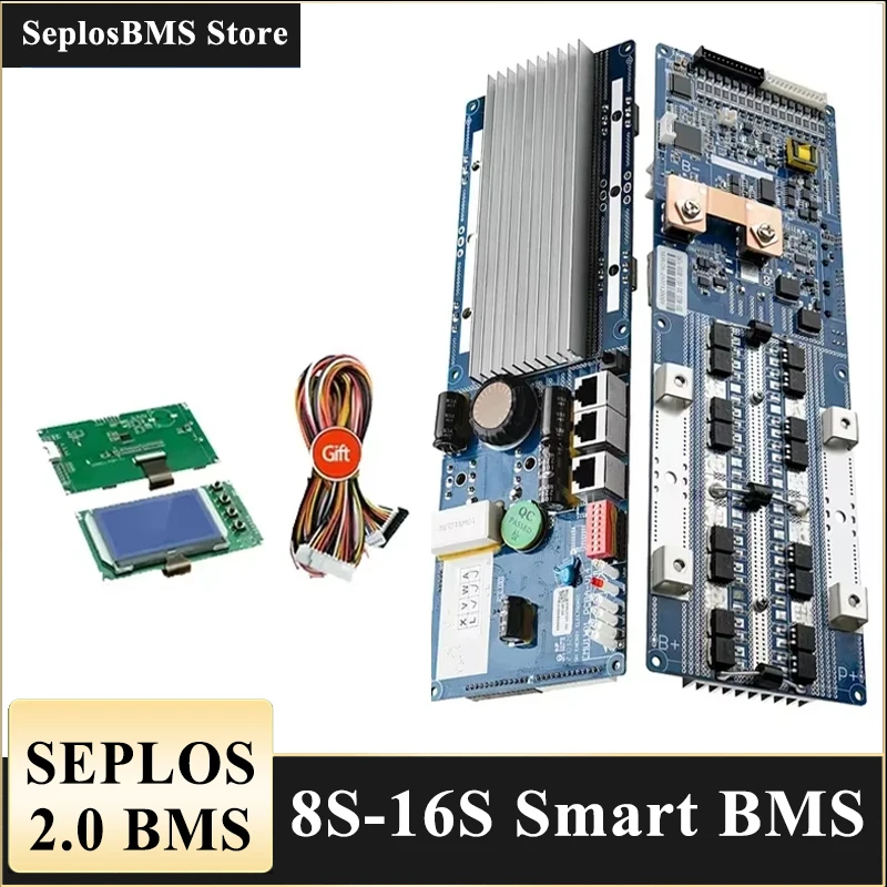 Seplos New Smart BMS Support Board Bluetooth Li-ion LiFePo4 CAN RS485 Communicate to Inverter 48V 13S 14S 15 16S 100A 150A 200A