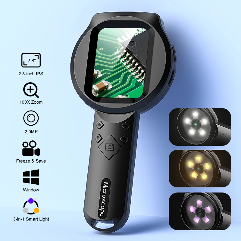 LED Digital Microscope Magnifying Glass Video 100X Magnification 2.8'' IPS Screen With Camera 2.0MP FOR Electronic Repair image 5