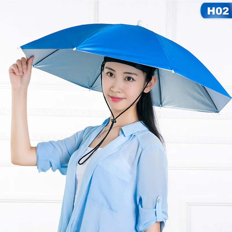 Portable Rain Umbrella Hat Outdoor Fishing Sunshade Waterproof Camping Headwear Beach Head Hats 55-95CM Convenient Sun Cap