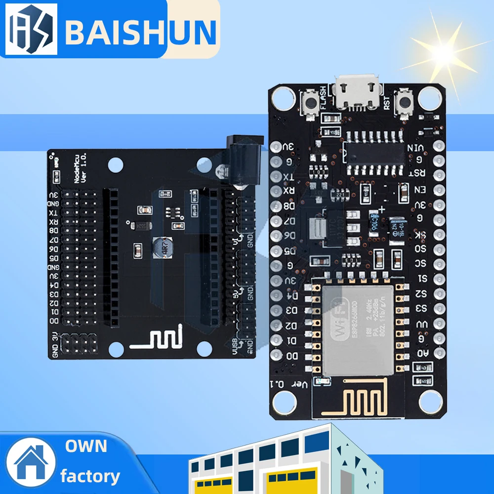 ‌ Placa de desarrollo NodeMCU V3 ESP8266 ESP-12E: módulo IoT Wi-Fi compatible con placa de pruebas con 16 GPIO, flash de 4 MB |   IDE Arduino