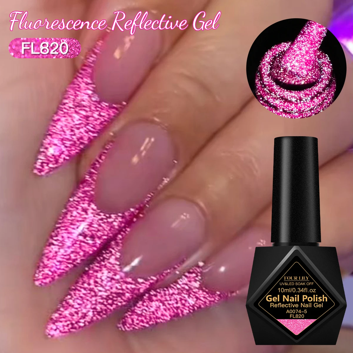 10ml Fluorescent Reflective Glitter Gel Nail Polish Neon Color Nail Art Semi-Permanent Soak Off UV LED Gel Varnish for Manicure