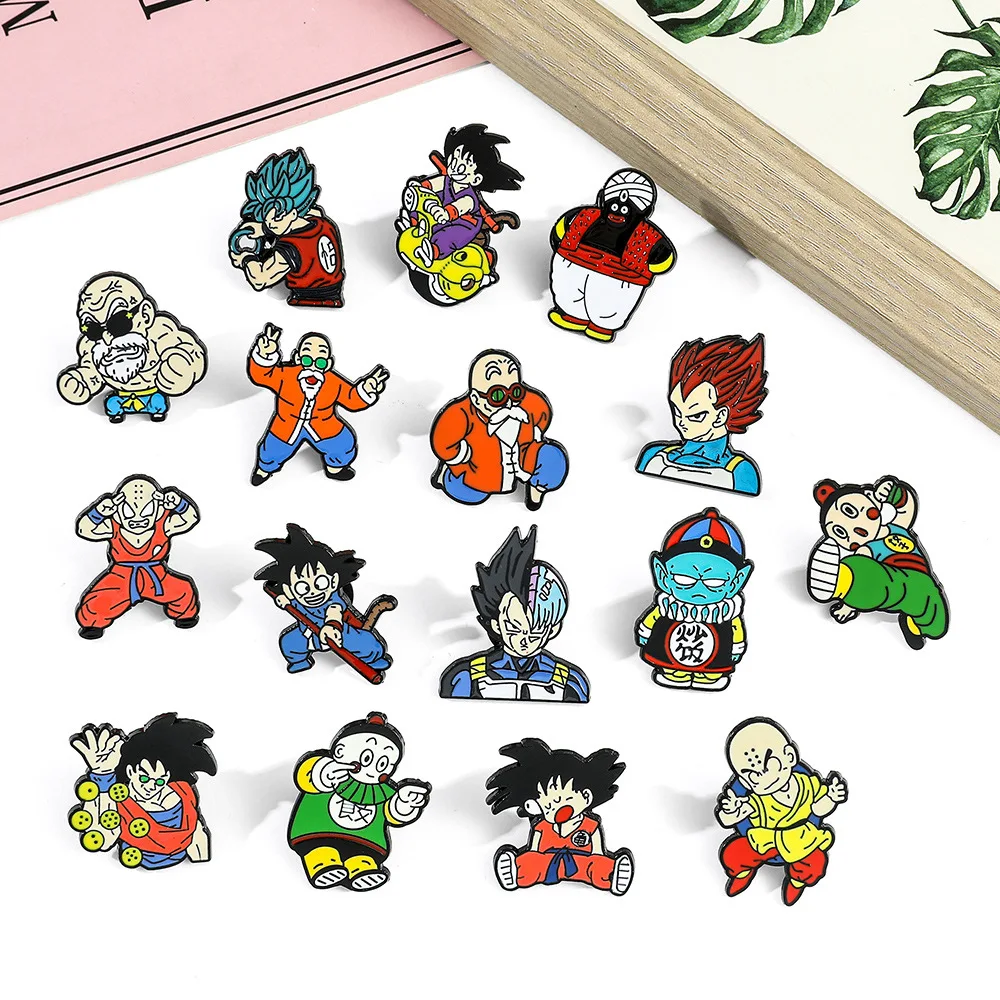 

1 Set Dragon Ball Peripheral Japanese Cartoon Metal Brooch Pin Hat Clothing Accessory Alloy Baked Paint Badge Fashion Toys Anime