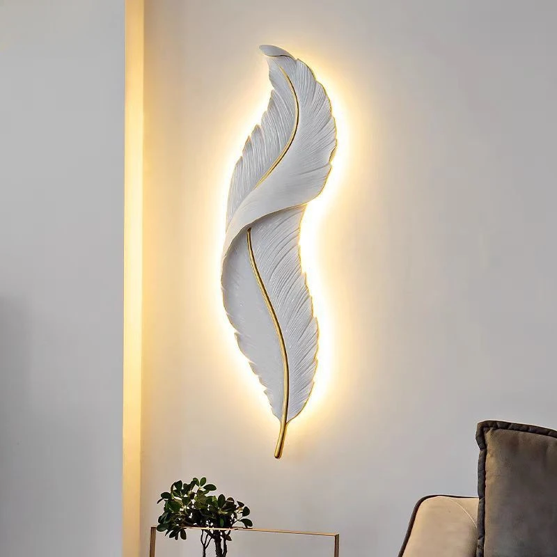 Wall lamp living room light luxury creative headboard porch feather modern simple TV background